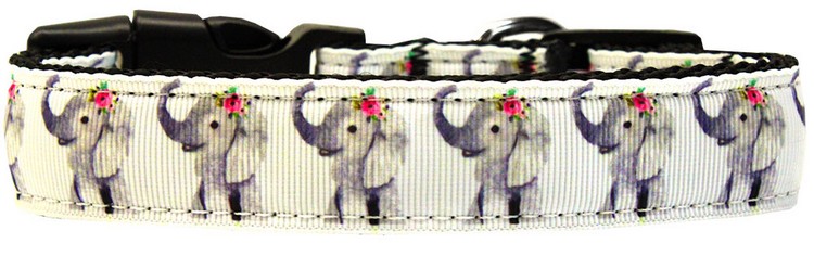 Pretty Baby Elephants Nylon Dog Collar Medium